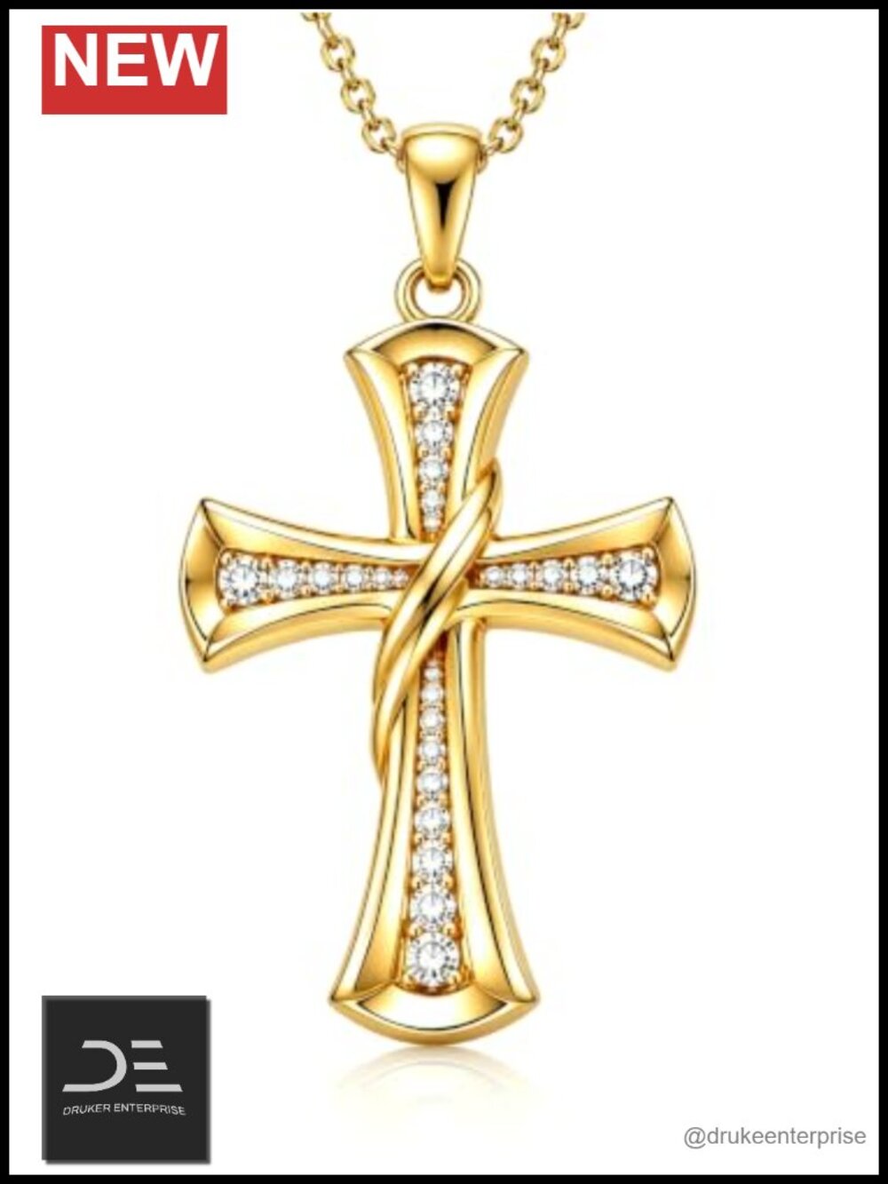 18K Gold Plated Cross Necklace for Women Minimalist Pendant Christian Faith